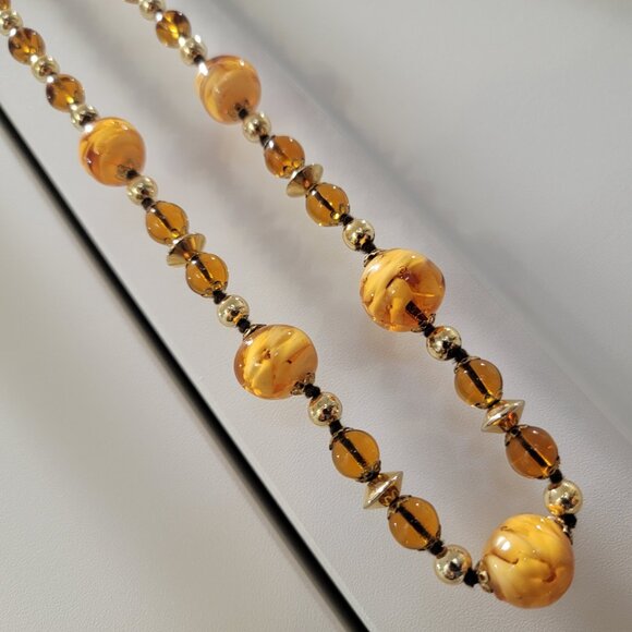 Vintage Murano Necklace Bracelet Earrings Set 24" Beaded Swirl - Picture 3 of 17
